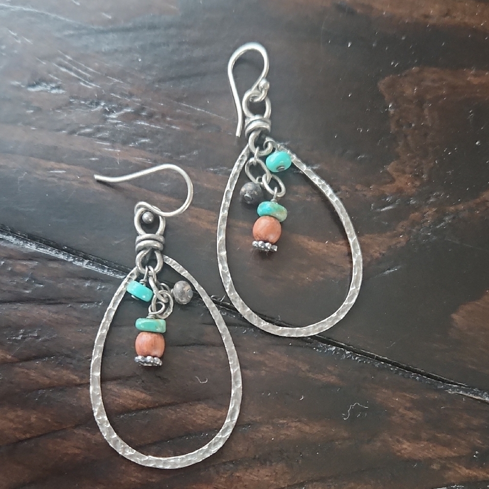 Silver and Turquoise Dangle Earrings .925 Silvet
